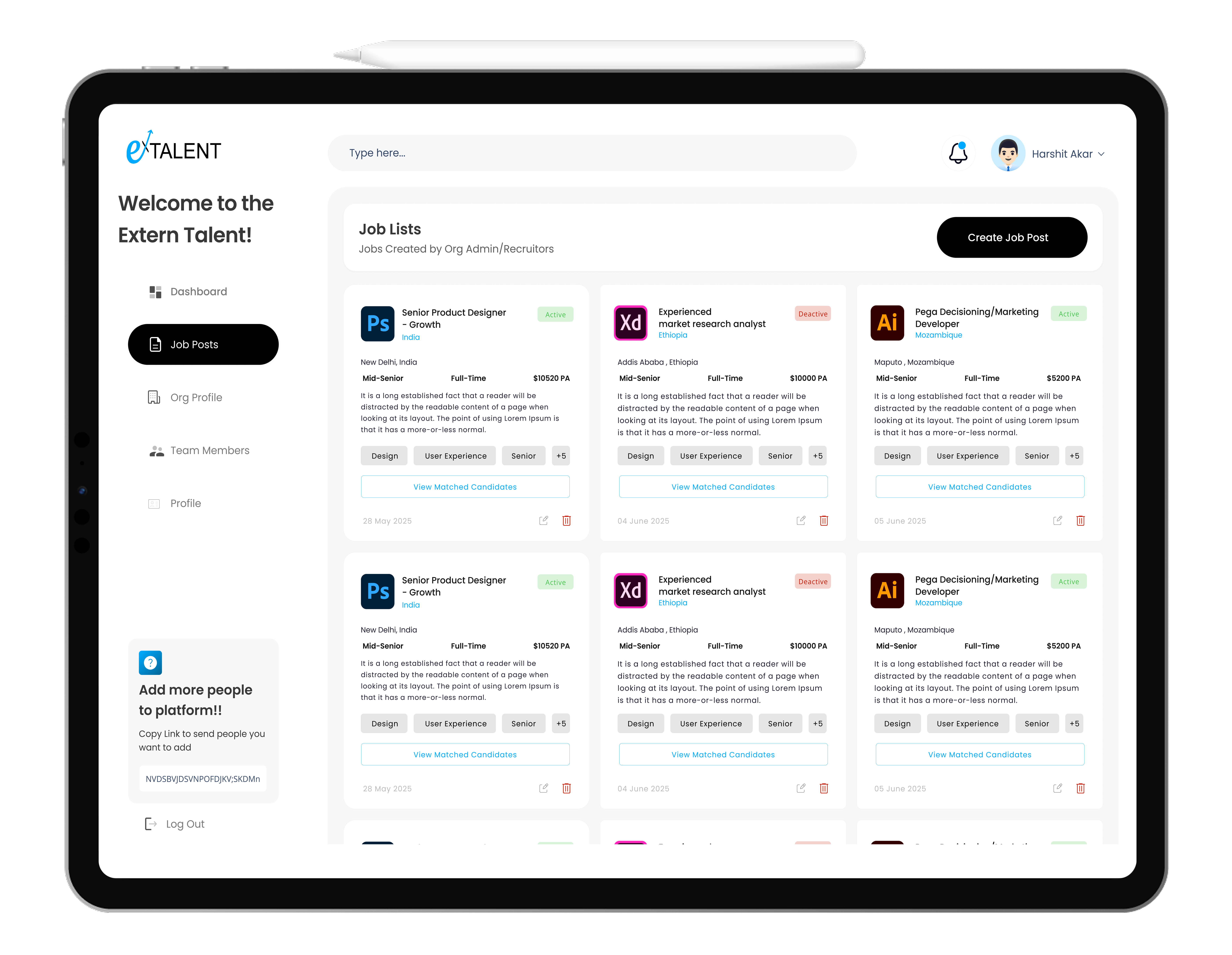 Product Screenshot on Tablet